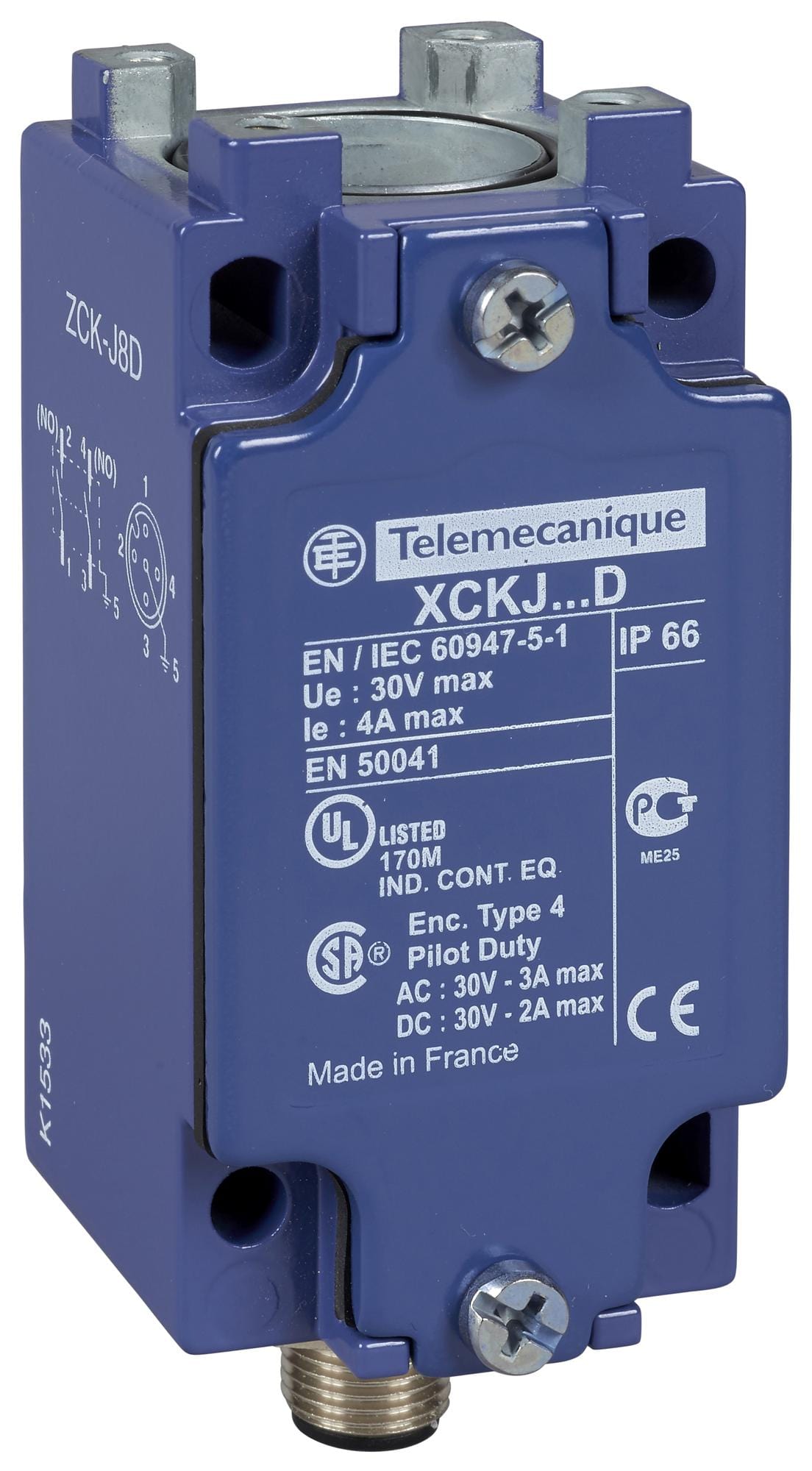 TELEMECANIQUE SENSORS Bodies ZCKJ8D LIMIT SWITCH BODY, DPST, M12 CONNECTOR TELEMECANIQUE SENSORS 3130709 ZCKJ8D