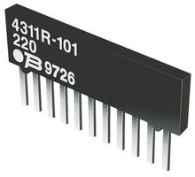 4308R-102-104LF. - RESISTOR NETWORK, ISOLATED, 4 RESISTOR, 100 KOHM, 2%, SIP - BOURNS