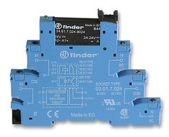 38.81.7.024.8240 - Time Delay Solid State Relay, DIN Rail, Panel, 2 A, 12 VAC, 240 VAC - FINDER