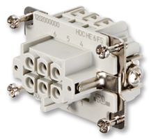 1200200000 - Heavy Duty Connector, Insert, HE Series, Cable Mount, Receptacle, 6 Contacts, Socket, 2 Rows - WEIDMULLER