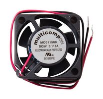 MC011500 - DC Axial Fan, 5 V, Square, 25 mm, 10 mm, Vapo Bearing, 3.5 CFM - MULTICOMP