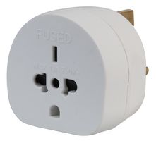PEL00140 - Mains Adapter, All Continents, UK Plug, 13 A, White, Plastic Body, 250 V - PRO ELEC