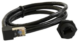 MP009789 - Ethernet Cable, Cat6, C3 Panel RJ45 Jack to 90° RJ45 Plug, Black, 1 m, 3.3 ft - MULTICOMP PRO