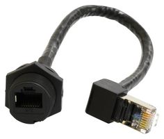MP009792 - Ethernet Cable, Cat6, C3 Panel RJ45 Jack to 90° RJ45 Plug, Black, 200 mm, 7.9 " - MULTICOMP PRO