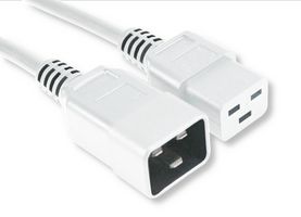 GW-151815 - Mains Power Cord, IEC 60320 C20 to IEC 60320 C19, 500 mm, 16 A, 250 V, White - MULTICOMP PRO