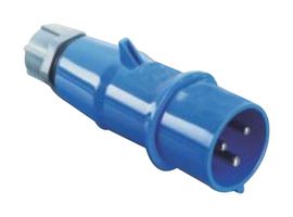 MP011053 - Industrial Pin & Sleeve Connector, MP-CEE, Plug, 2P+E, Cable Mount, Blue, IP44, 32A, 230V - MULTICOMP PRO