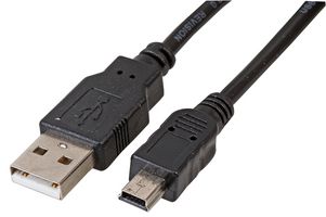 PSG91715 - USB Cable, Type A Plug to Mini Type B Plug, 1 m, 3.28 ft, USB 2.0, Black - PRO SIGNAL