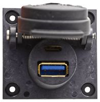 MP011835 - USB Cable, w/ Cap, C4 Panel Type A Jack + Type C Jack to Free End, 1 m, 3.3 ft, USB 3.0, Black - MULTICOMP PRO
