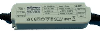 MP011862 - LED Driver, LED Lighting, 24 W, 24 V, 1 A, Constant Voltage, 198 VAC - MULTICOMP PRO