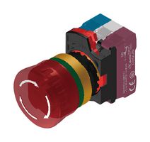 MP-AP2E-LVE204Q4R - Emergency Stop Switch, LED 24V, Red, 3PST-NC, Pull/Turn to Reset, Quick Connect, 10 A, 120 V, 24 V - MULTICOMP PRO