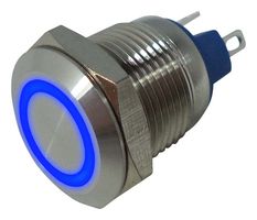 MP-PB7-01LB42BFRB12VM - Vandal Resistant Switch, 12V LED, 0.472 ", SPST-NO-DM, Off-(On), Round Flat, Natural - MULTICOMP PRO