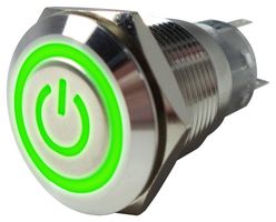 MP-PB7-03LB22CFPG12V - Vandal Resistant Switch, 12V LED, 0.748 ", SPDT, Latching, Round Flat, Natural - MULTICOMP PRO