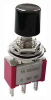 MP-PB8-AB12A1QE-1 - Pushbutton Switch, 6.35 mm, SPDT, On-(Off), Round Plunger, Black - MULTICOMP PRO