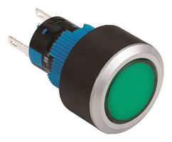 MPAB-PB-1076 - LED Panel Mount Indicator, Round, Pin Terminals, Green, 24 V, 22 mm, 6 mA, IP65 - MULTICOMP PRO