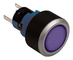 MPAB-PB-1078 - LED Panel Mount Indicator, Round, Pin Terminals, Blue, 24 V, 22 mm, 6 mA, IP65 - MULTICOMP PRO