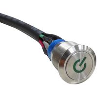 MPB19-A0F21R-612-T1Q - Vandal Resistant Switch, Ring Illuminated, 12V, MPB19/25 Series, 19 mm, DPST-NO, DPST-NC - MULTICOMP PRO