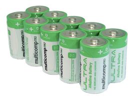 MP-PSG91116 - Battery, 1.5 V, D, Alkaline, 12 Ah, Raised Positive and Flat Negative, 10 - MULTICOMP PRO