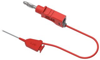 MP-SMDTC-B-50R - Test Patch Lead, 4mm Banana Plug, Stackable, Pincer Clip, 19.7 ", 500 mm, Red, 1 A - MULTICOMP PRO