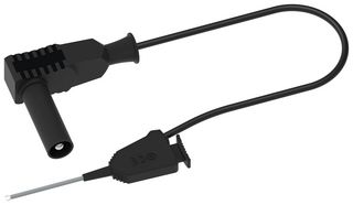 MP-SMDTC-RA-50BL - Test Patch Lead, 4mm Right Angle Banana Plug, Shrouded, Pincer Clip, 19.7 ", 500 mm, Black, 1 A - MULTICOMP PRO