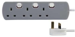 8313N-1M - Extension Lead, 3 Outlets, UK, 13 A, 240 V, UK Type G, 1 m - PRO ELEC