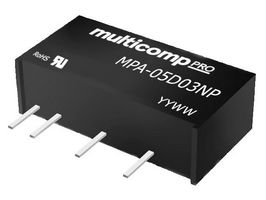 MPA-05D03NP - Isolated Through Hole DC/DC Converter, ITE & Industrial, SIP, 1 W, 2 Output, 3.3 V - MULTICOMP PRO