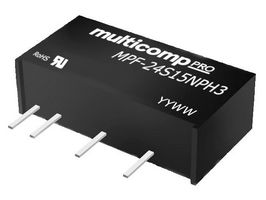 MPF-24S15NPH3 - Isolated Through Hole DC/DC Converter, ITE & Industrial, SIP, 1 W, 1 Output, 15 V - MULTICOMP PRO