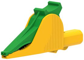 MP-AC-1000V-YG - Alligator Clip, Green, Yellow, 36A, 40mm Jaw Opening, 1 kV, w/4 mm Banana Jack - MULTICOMP PRO