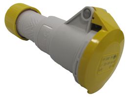 PE1643PV - Pin & Sleeve Connector, 16 A, 110 V, Cable Mount, Socket, 2P+E, Yellow - ILME