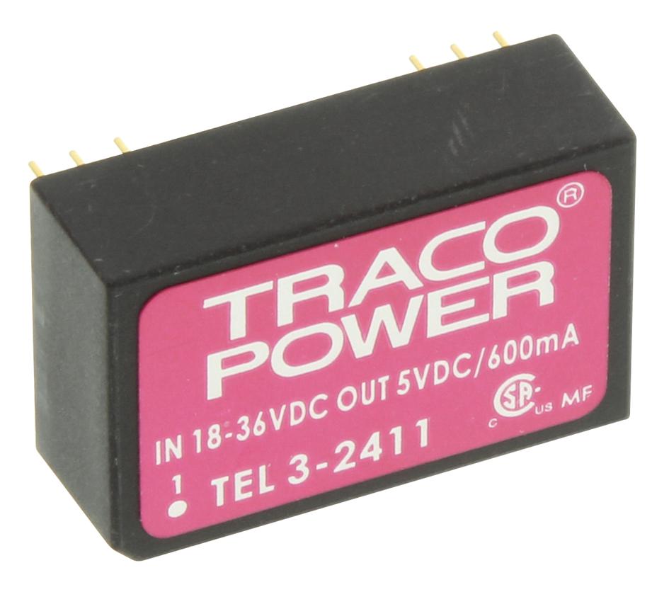 TEL 3-2411 CONVERTER, DC-DC, 5V, 3W TRACO POWER