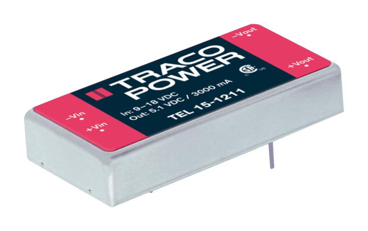 TEL 15-1211 CONVERTER, DC/DC, 15W, 5V/3A TRACO POWER