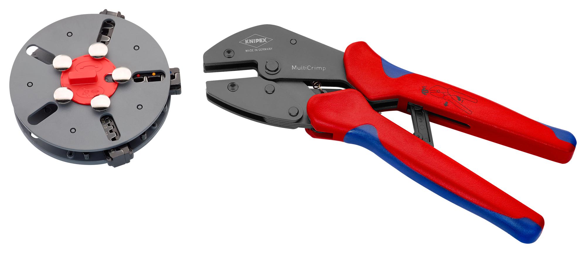97 33 01 MULTICRIMP PLIERS, CHARGER W. 3 DIES KNIPEX