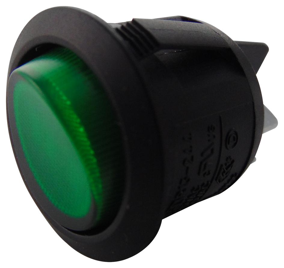 R13-244B-02-BG-0A SWITCH, ROCKER, DPST, GREEN ILLUM. MULTICOMP PRO