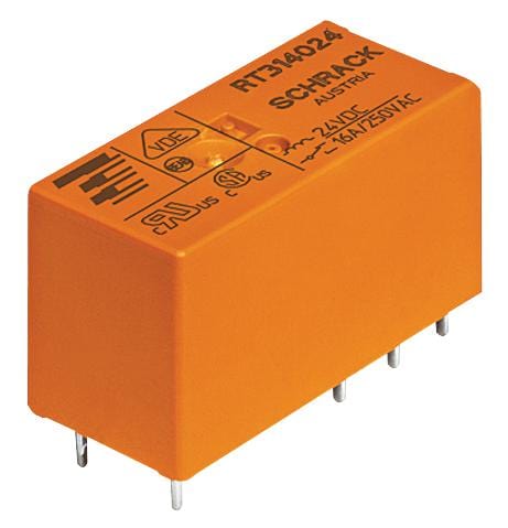 SCHRACK - TE CONNECTIVITY Power - General Purpose RT33LF24 POWER RELAY, SPST-NO, 16A, 250VAC, TH SCHRACK - TE CONNECTIVITY 2885610 2-1393240-9