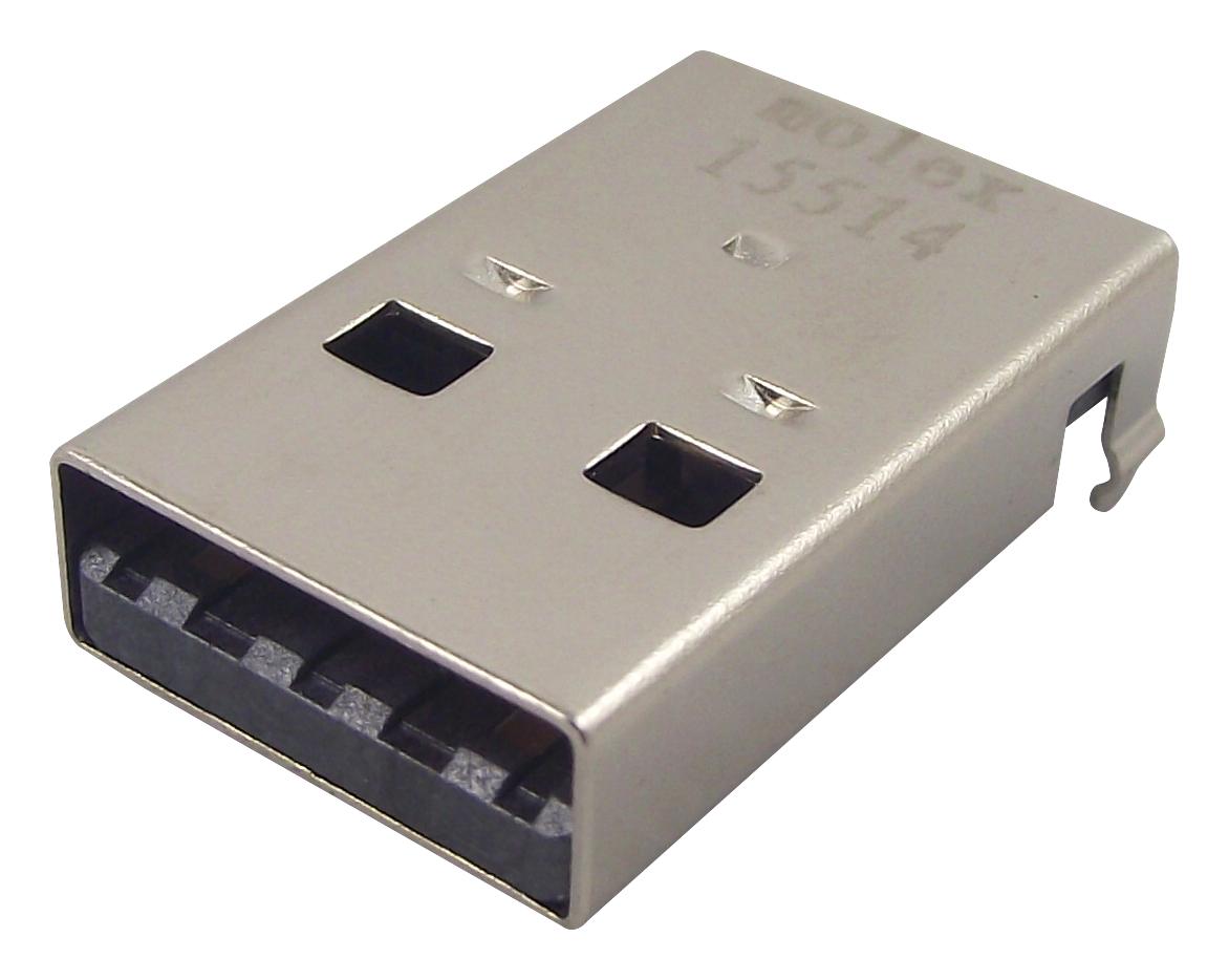 48037-0001 USB CONN, 2.0, USB TYPE A, PLUG, THT MOLEX