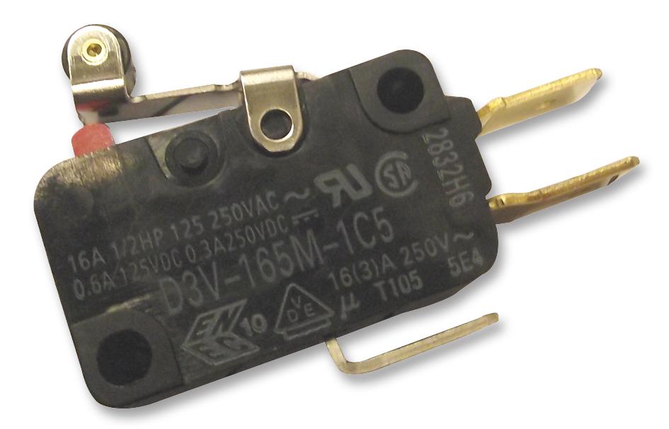 D3V-165M-1C5 MICROSWITCH, SPDT, 16A, SHORT ROLLER OMRON