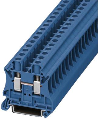 UT 6 BU. TERMINAL BLOCK, DIN RAIL, 2POS, 10AWG PHOENIX CONTACT