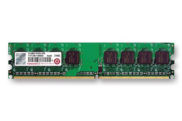 TS128MLQ64V8U MEMORY, 1GB, DIMM, DDR2, 800MHZ TRANSCEND