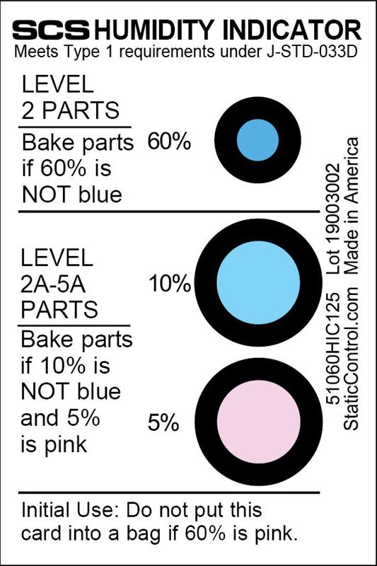 51060HIC125 HUMIDITY INDICATOR CARD, 2.5% ACCURACY SCS