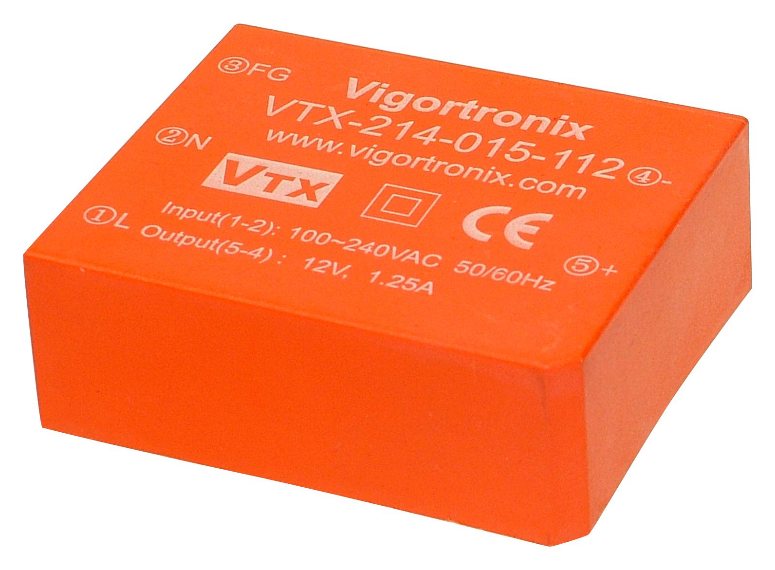 VTX-214-015-124 POWER SUPPLY, AC-DC, 24V, 0.625A VIGORTRONIX
