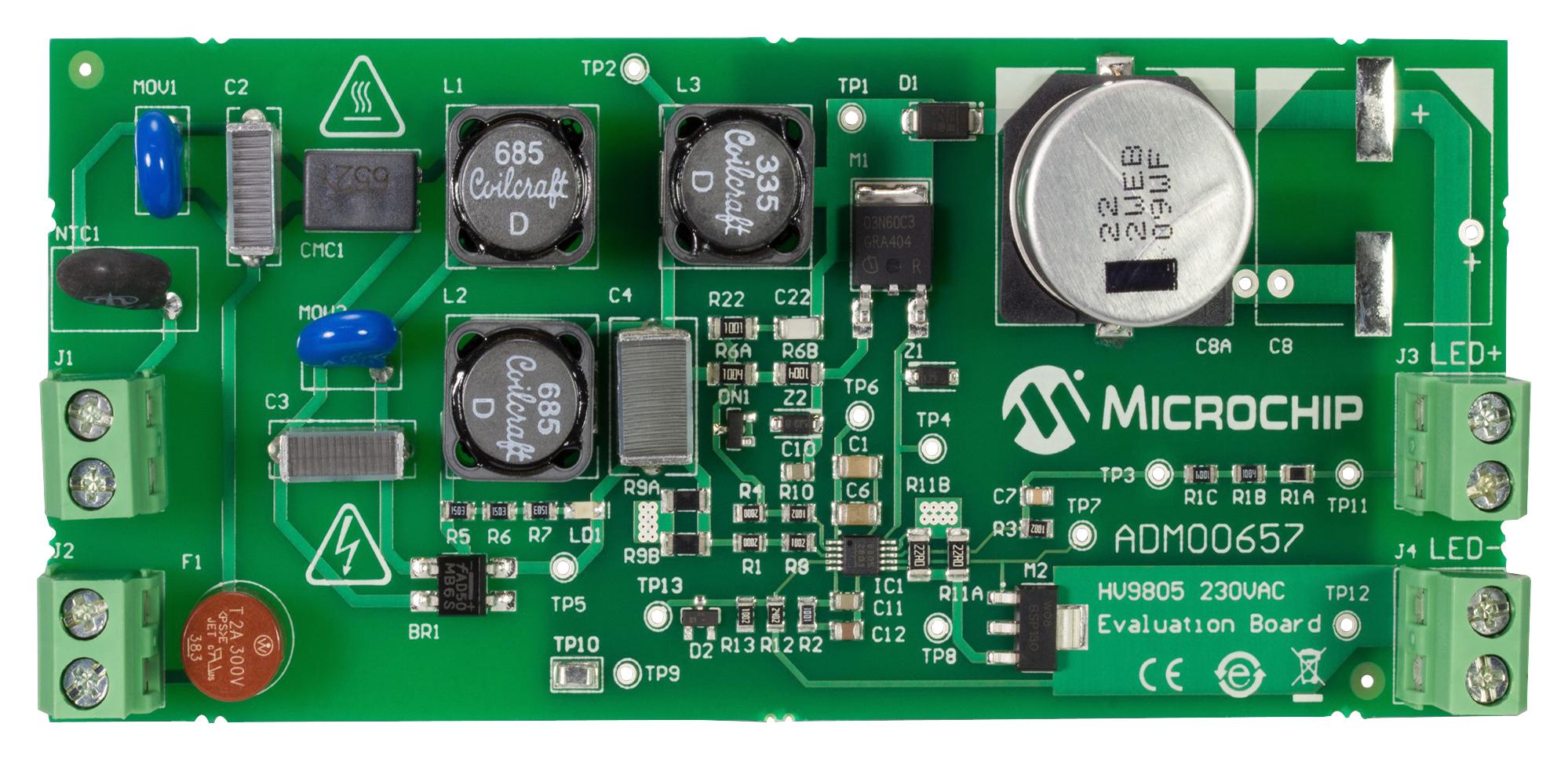 ADM00657 EVAL BOARD, HV9805 OFF-LINE LED DRIVER MICROCHIP