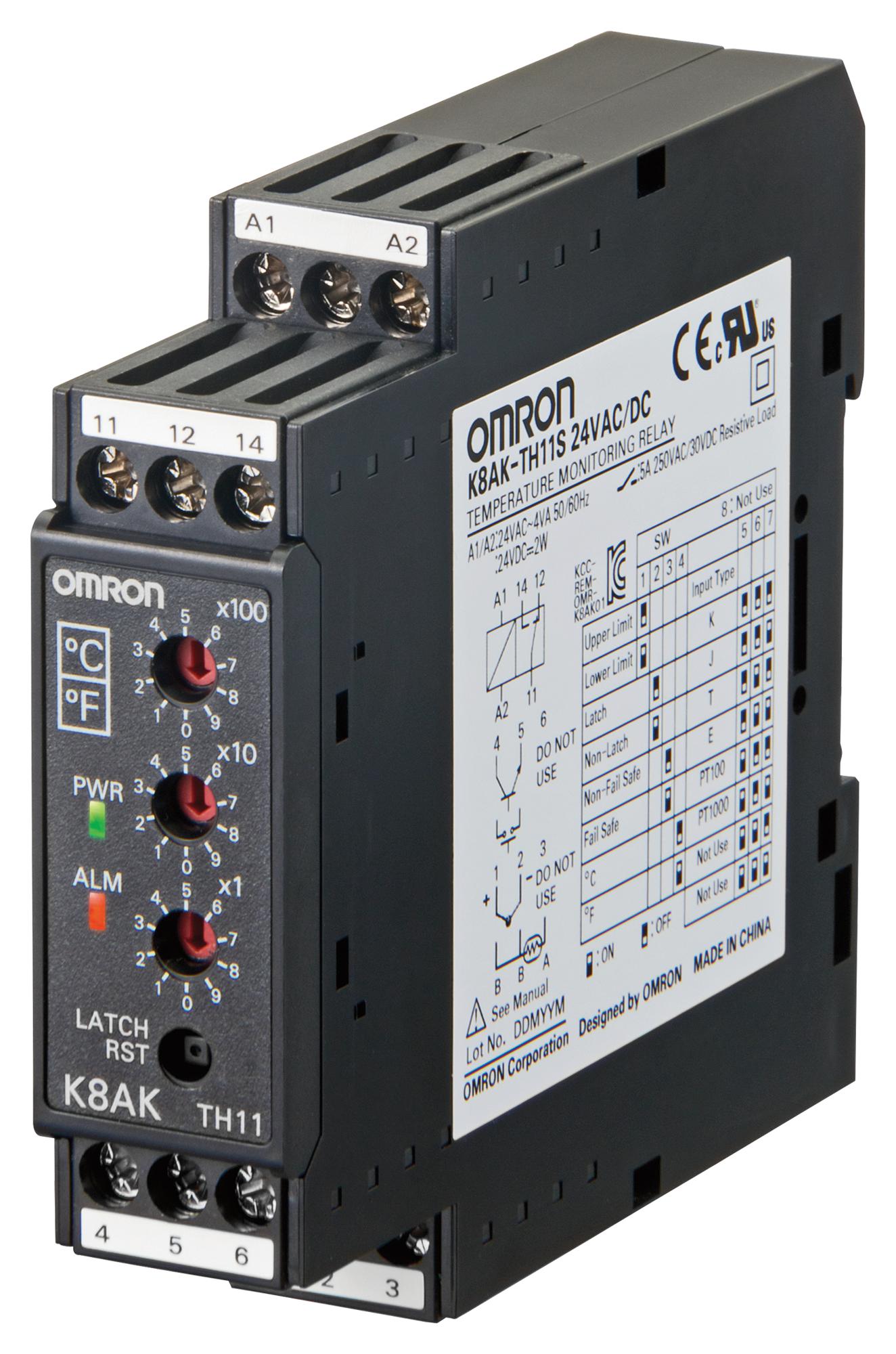 K8AKTH11SAC DC24 TEMPERATURE MONITORING RELAY, SPDT OMRON