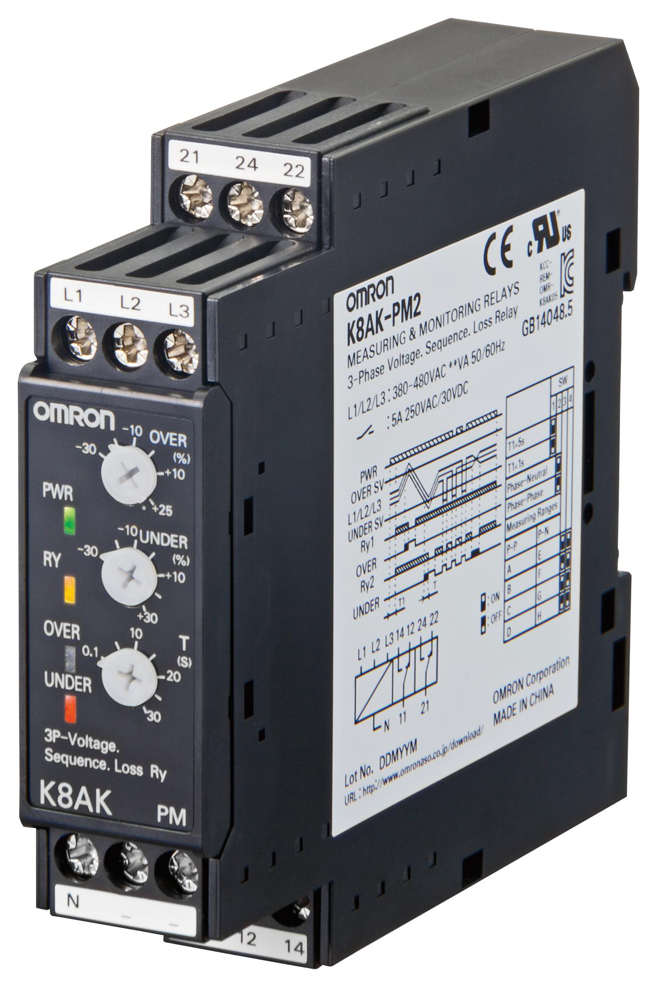 K8AK-AS2 100-240VAC CURRENT MONITOR RLY, SPDT, 5A, 250V, DIN OMRON