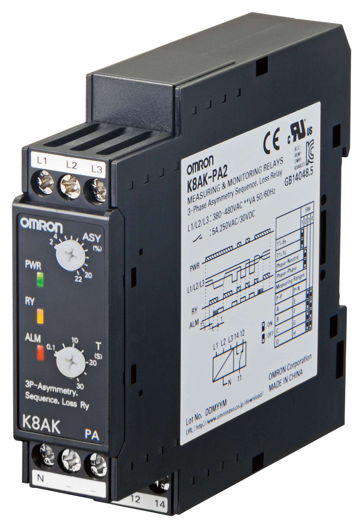 K8AK-LS1 100-240VAC CONDUCTIVE LEVEL CTRL, 240V, DIN RAIL OMRON