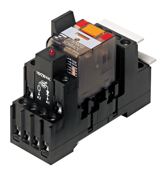 PT5S7SB5 POWER RELAY, 4PDT, 6A, 240VAC, DIN RAIL SCHRACK - TE CONNECTIVITY