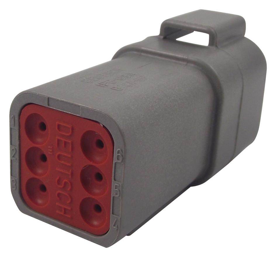 DT04-6P RECEPTACLE HOUSING, 6POS, PA GF, GREY DEUTSCH - TE CONNECTIVITY