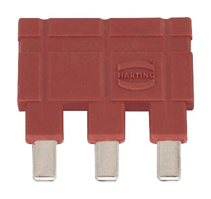 09330009831 JUMPER, 3POS, 16A, 6.7MM, RED HARTING