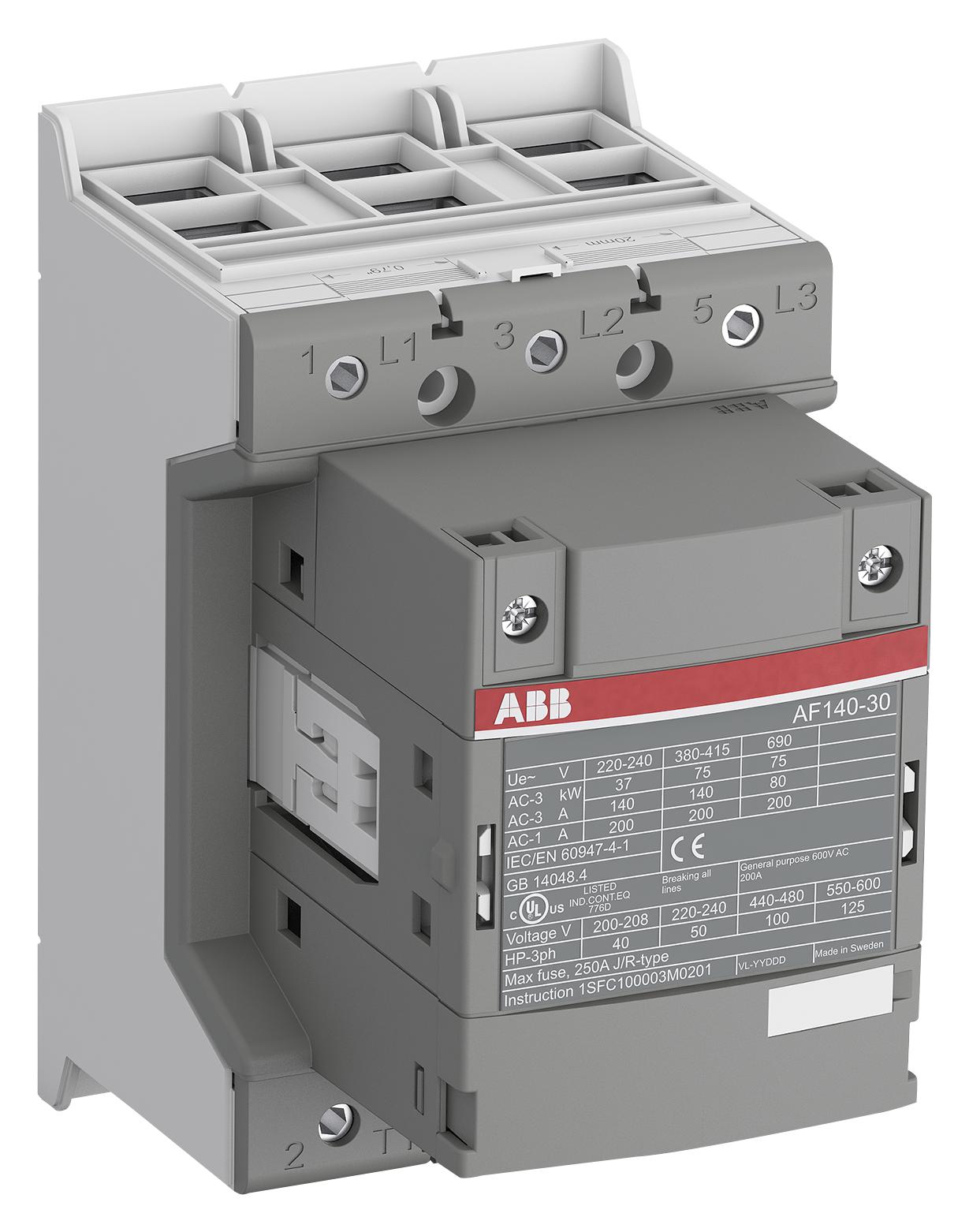 AF140-30-11-11 CONTACTOR, 3PST-NO, 690V, DINRAIL ABB