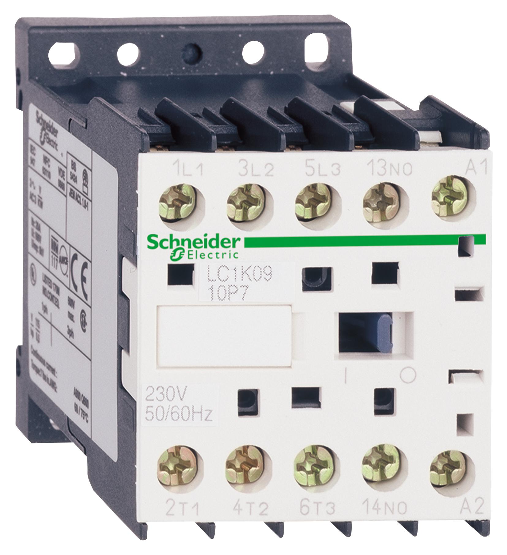 LC1K0901B7 CONTACTOR, 3PST-NO, 24VAC, DIN RAIL SCHNEIDER ELECTRIC