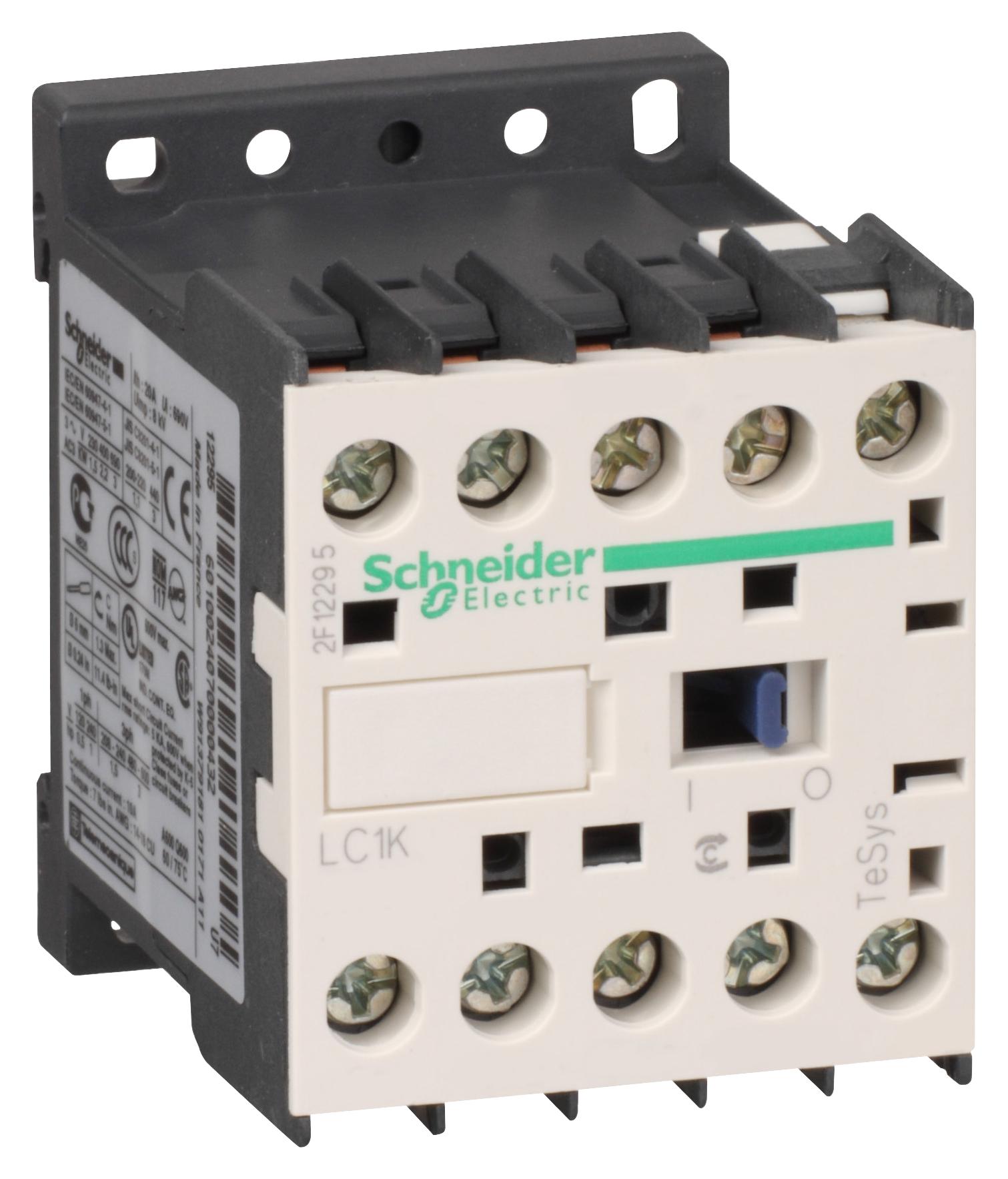 LC1K0901M7 CONTACTOR, 4PST-NO, 230VAC, DIN RAIL SCHNEIDER ELECTRIC