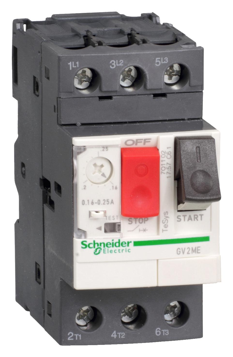 GV2ME02 CIRCUIT BREAKER, 3 POLE, 690V, DIN RAIL SCHNEIDER ELECTRIC